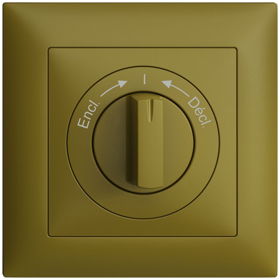 Frontset EDIZIOdue Encl.->I<-Décl. olive 88×88mm für Schwenktaster