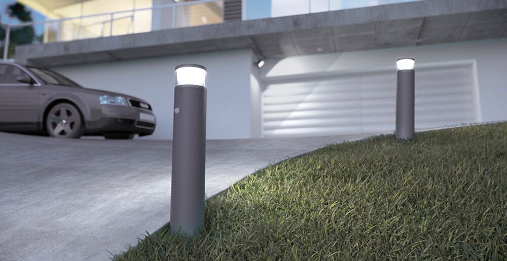 LED-Pollerleuchte ESYLUX ALVA BL ANO DALI 17W 3000K mit Sensor, anthrazit