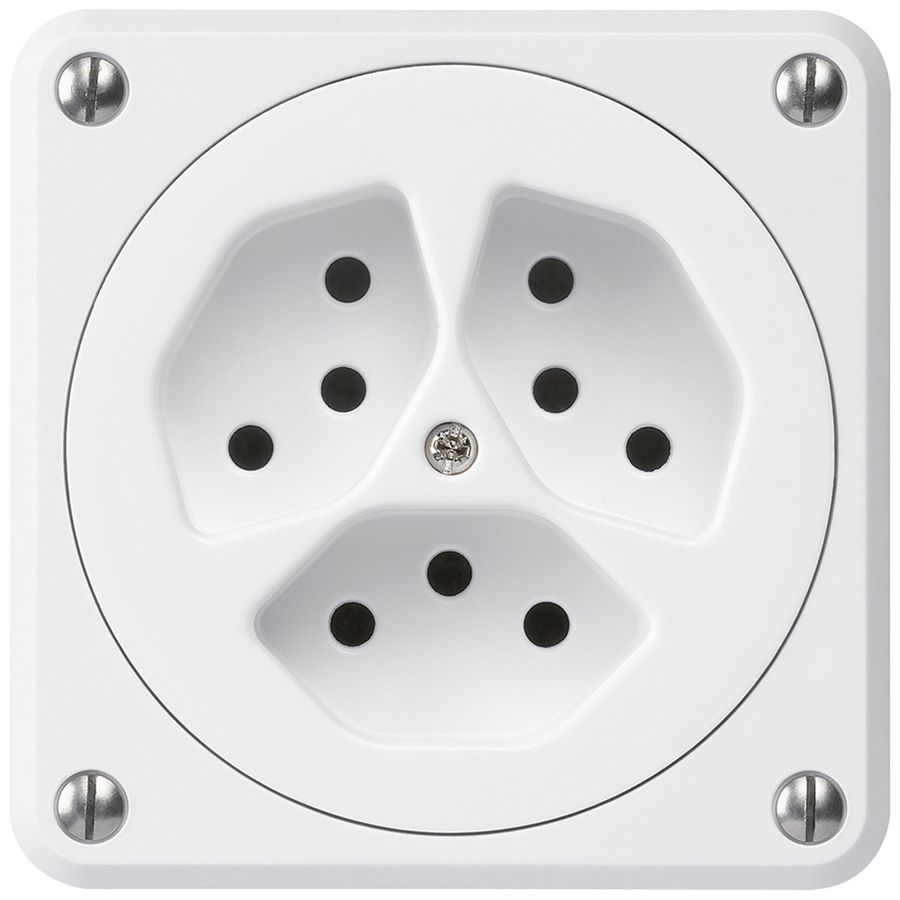 UP-Steckdose robusto 3×Typ 13 weiss ohne Klappdeckel
