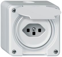 AP-Steckdose robusto 1×T23 16A 250V 86×86mm IP21 weiss