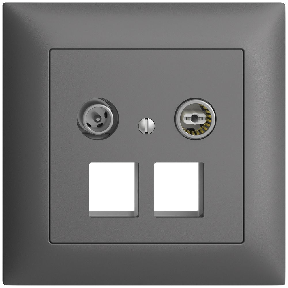 Prise multimédia 4dB ENC Edue FMI, prise de dérivation, p.2×RJ45 Keystone, grf