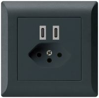 Prise de charge USB ENC Hager kallysto.line C-C 20W+T13 5V 92×92mm noir