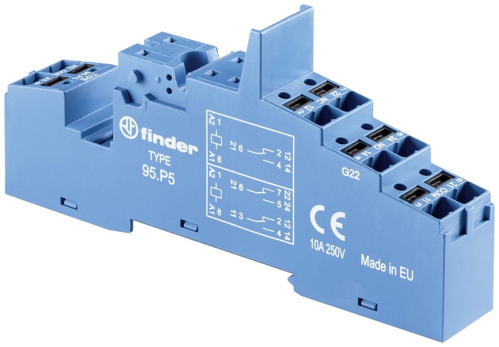 Base relè FINDER 95.P5.SPA guida DIN 35mm raccordo a molla 8P