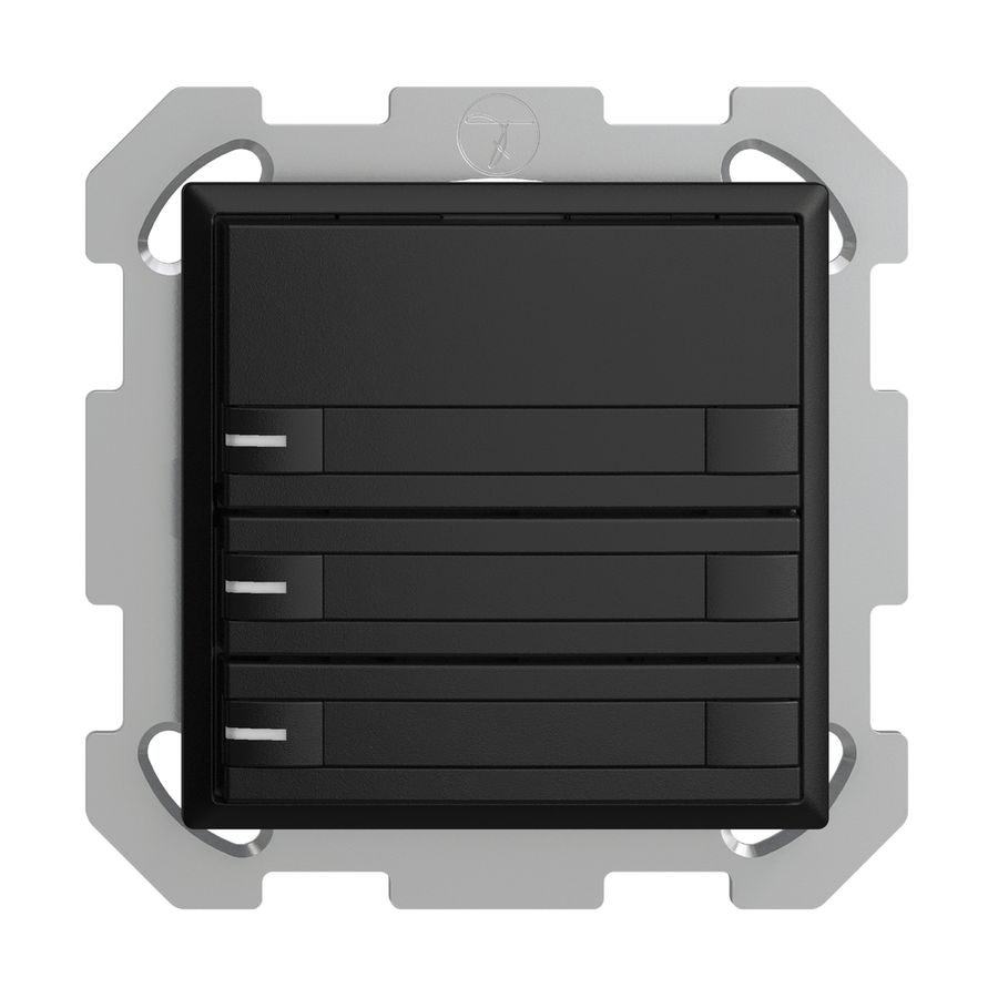 Poussoir ENC KNX 3× EDIZIOdue noir RGB avec LED avec insert papier