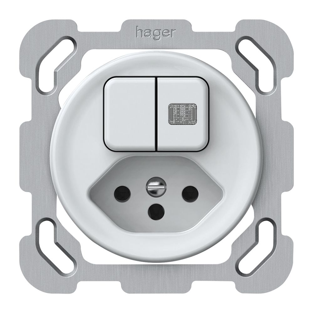 UP-Kombination origin Sch 3+3 + 1×Typ 13 77×77mm 1×beleuchtet weiss