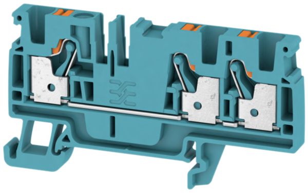Borne de passage Weidmüller A3C PUSH IN 4mm² 3 connex.TS35 bleu