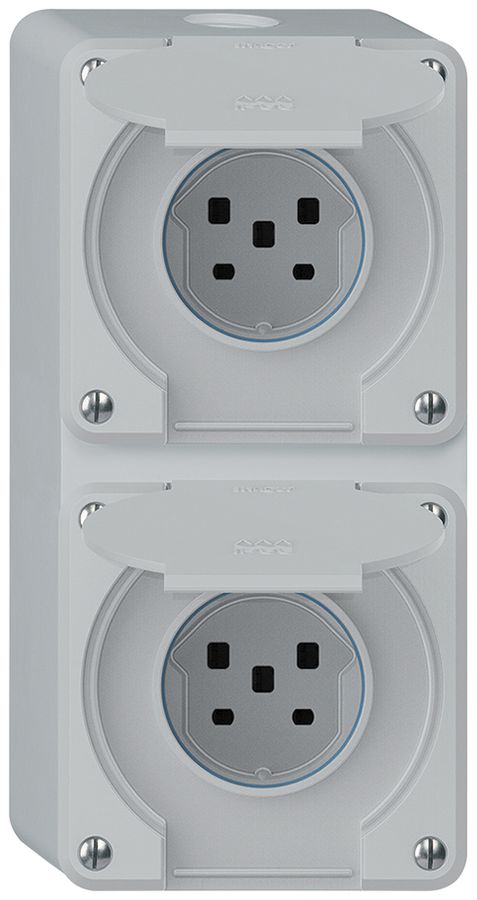 AP-Kombination robusto 2×1, 2×Steckdose T25 IP55 grau