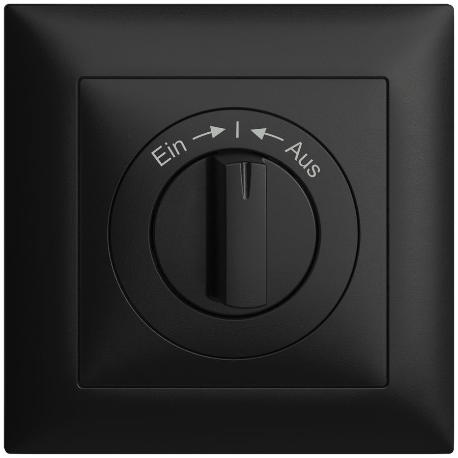 Frontset EDIZIOdue Ein->I<-Aus schwarz 88×88mm für Schwenktaster