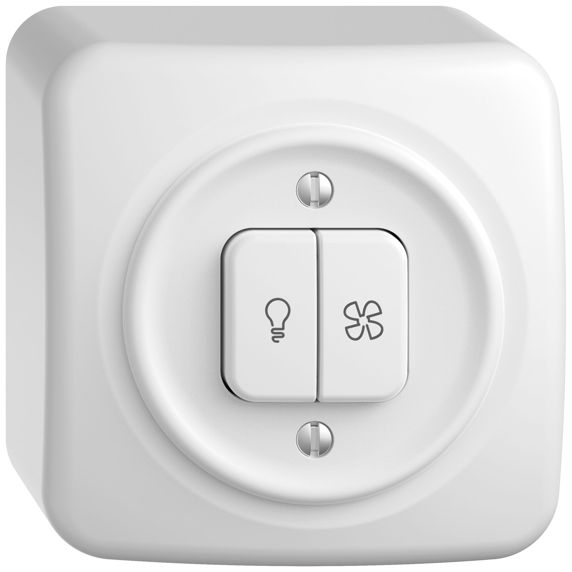 Interruttore a pulsante lum.AP STANDARDdue SNAPFIX® luce&venti 3/3/1L KS gi bi