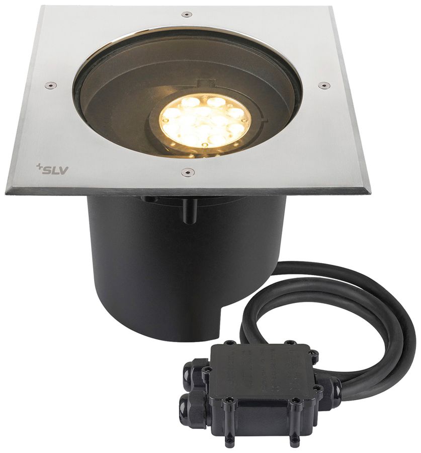 EB-LED-Bodenleuchte SLV DASAR XL IP67 27W 2600lm 830 DALI 270×270 Edelstahl