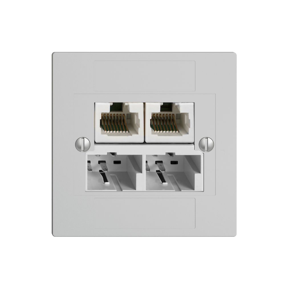 UP-Dose SOHO 2×TT/2×RJ45/u getr.ITplus EDIZIOdue hellgrau