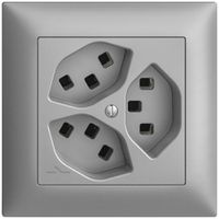 UP-Steckdose 3×T23 Feller EDIZIOdue FMI, 1×getrennt, Steckklemmen, silver