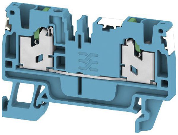 Borne de passage joignable S2C 2.5 DL BL 2.5mm²24A 800V SNAP IN 2×1 DIN35 bleu