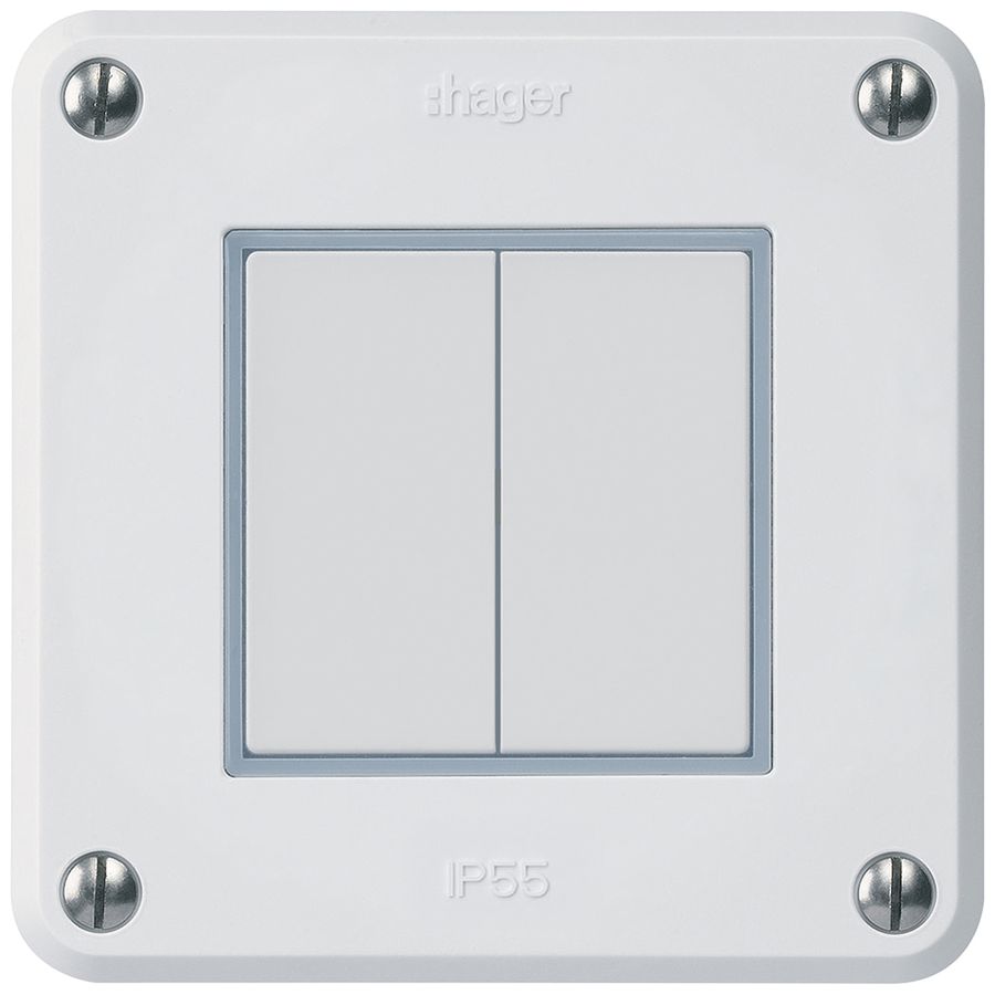 Poussoir KNX ENC Hager BA robusto C double 86×86mm blanc