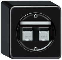 Scatola di raccordo AP origin 2×RJ45 8(8) cat.6 obliquo 88×88×54mm nero