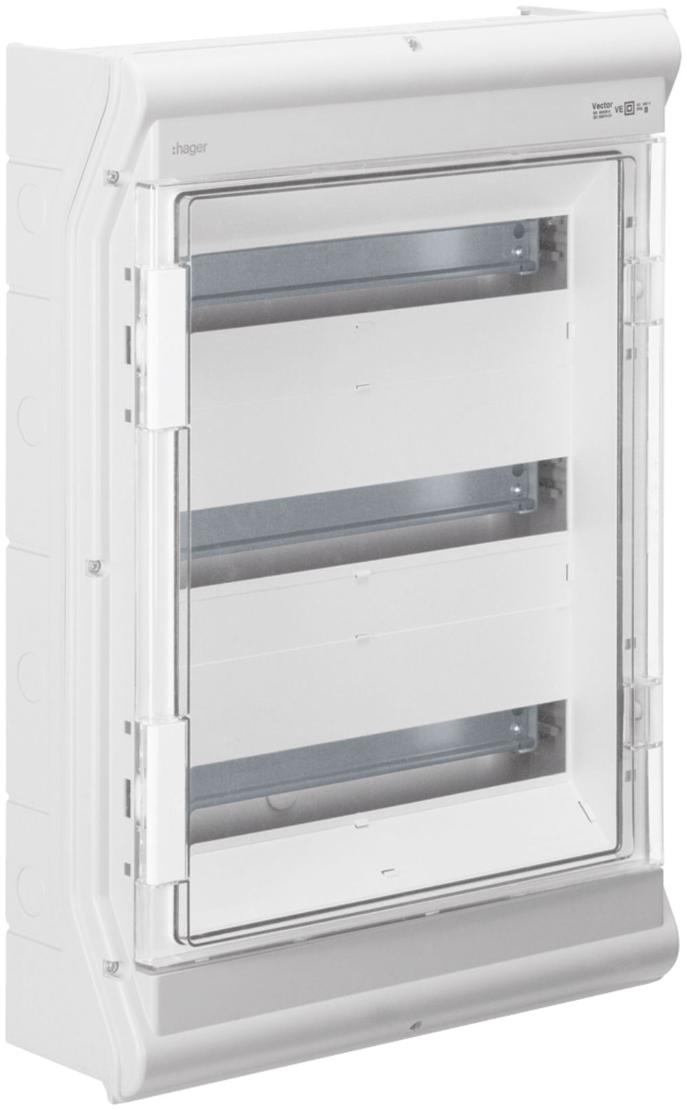 Coffret de distribution AP Hager vector 3 rangées 18UM IP65 418×602×151mm