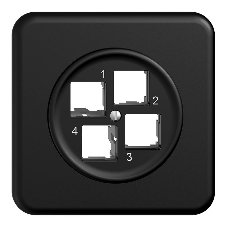 Kit de montage ENC Sdue QMI EASYNET S-One, 4×RJ45, Ø60 mm, sortie droite, noir