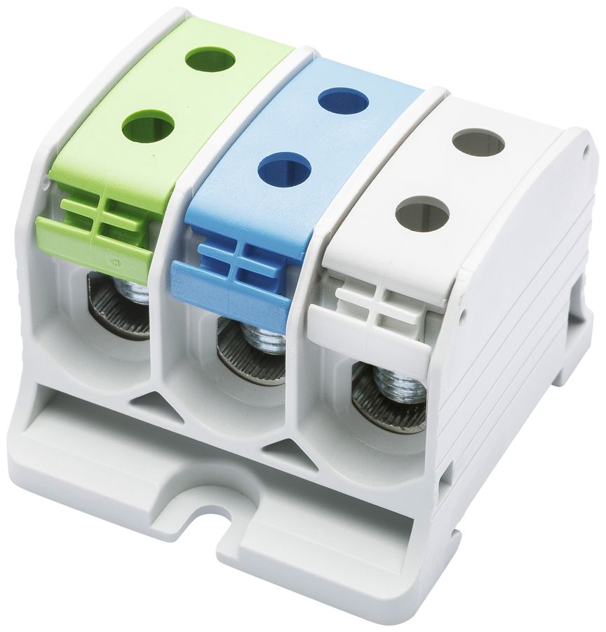 Bloc de distribution Bals RKA 50 3P 150A 3×entrée 3×sortie 4…50mm² vt/bl/gr