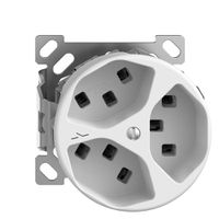 AP-Steckdose 3×T23 Feller STANDARDdue QXCO54, 1×getrennt, Steckklemmen, weiss