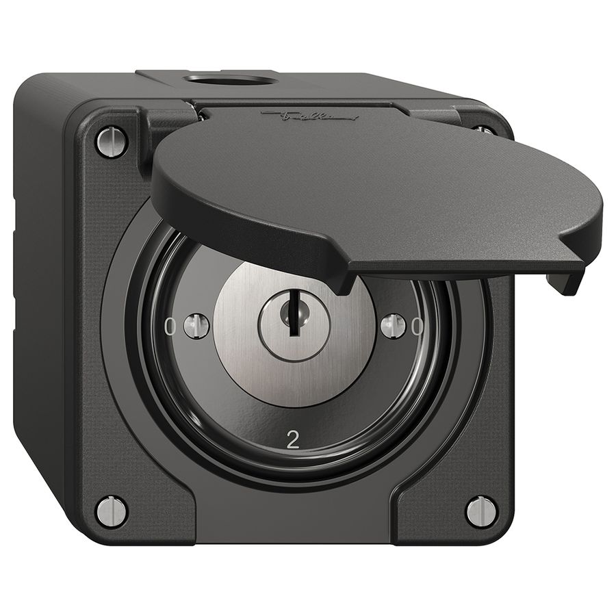 Interrupteur rotatif NAP NEVO, 2/3L, avec serrure&2 clés, KS, 0-1-0-2, noir