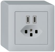 Prise de charge USB AP Hager kallysto C-C 20W+T23 5V 86×86mm gris