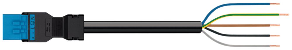 Câble de raccordement MINI 5×1.5mm² 16A 400V 1m cod.I fiche-libre bleu Cca