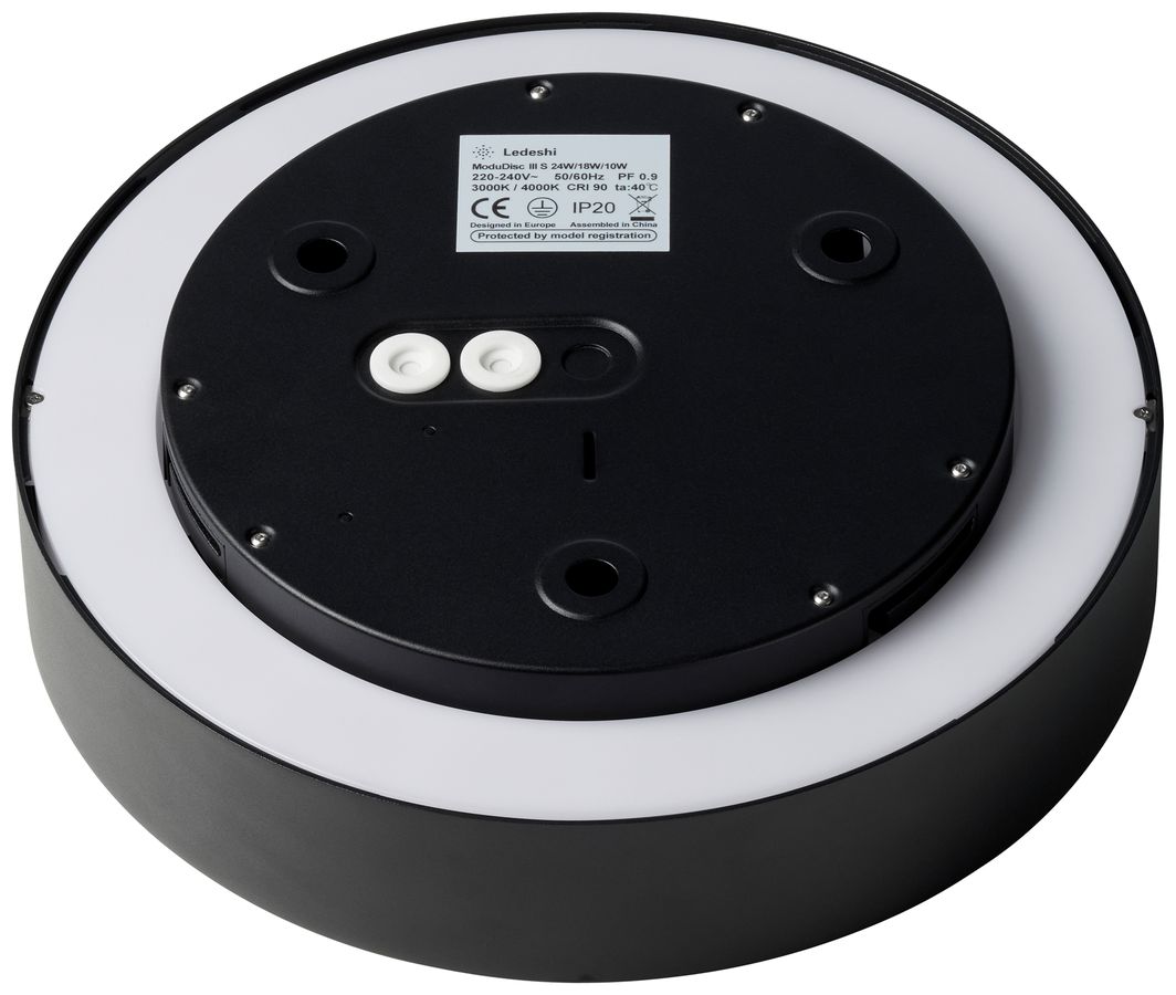 Plafoniera LED EOLED SHIFT3+ 24W 2100lm 3000…4000K DALI Ø320×79mm nero