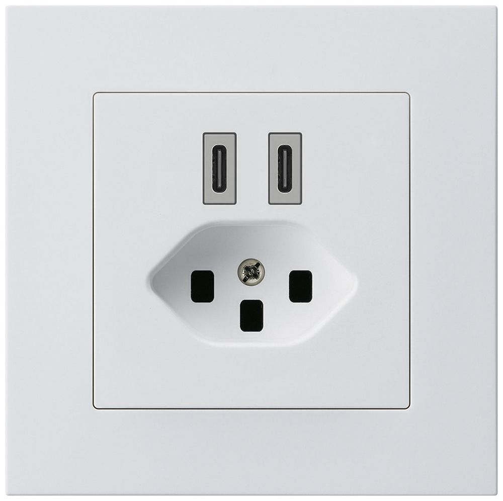 Prise de charge USB ENC Hager kallysto.pro C-C 20W+T23 5V 94×94mm blanc