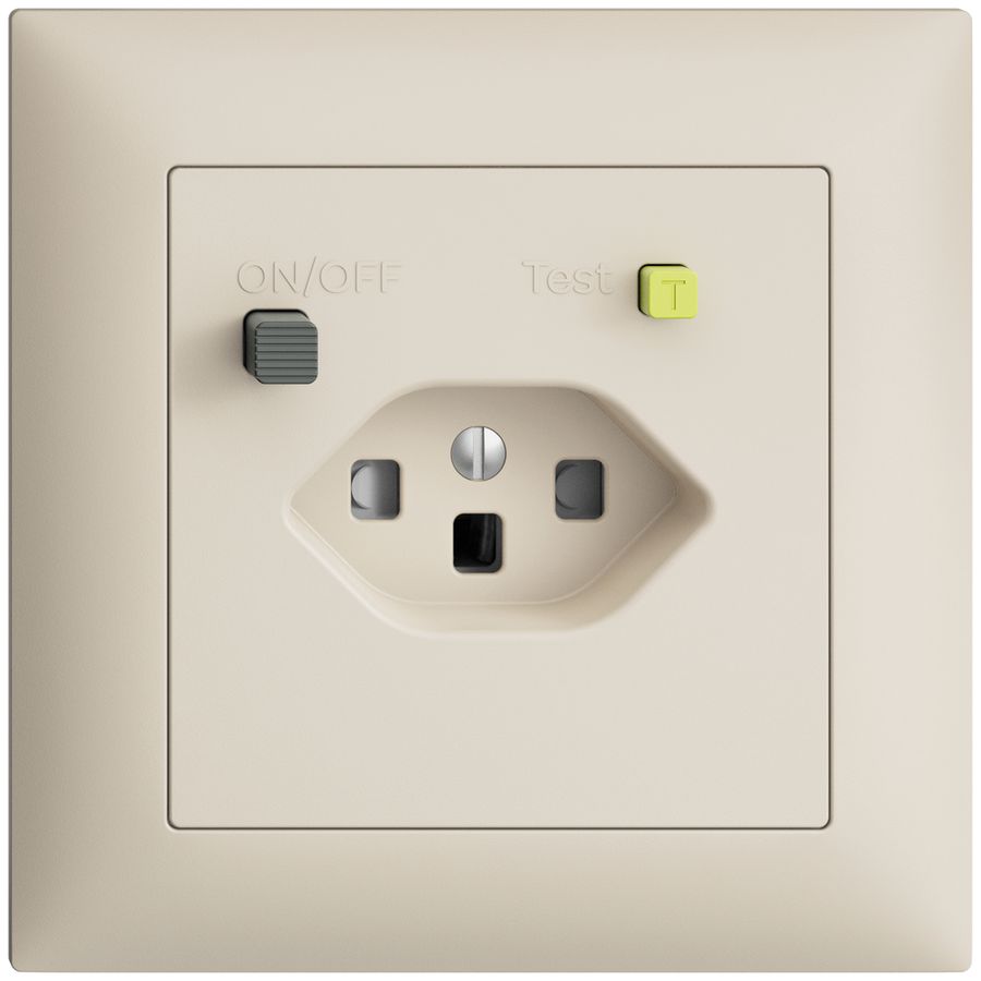 UP-Steckdose EDIZIOdue T23 FI 30mA FMI, shutter, crema