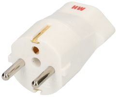 Übergangsstecker 2L+PE 16A 250V Schuko/NF / Typ 23 weiss