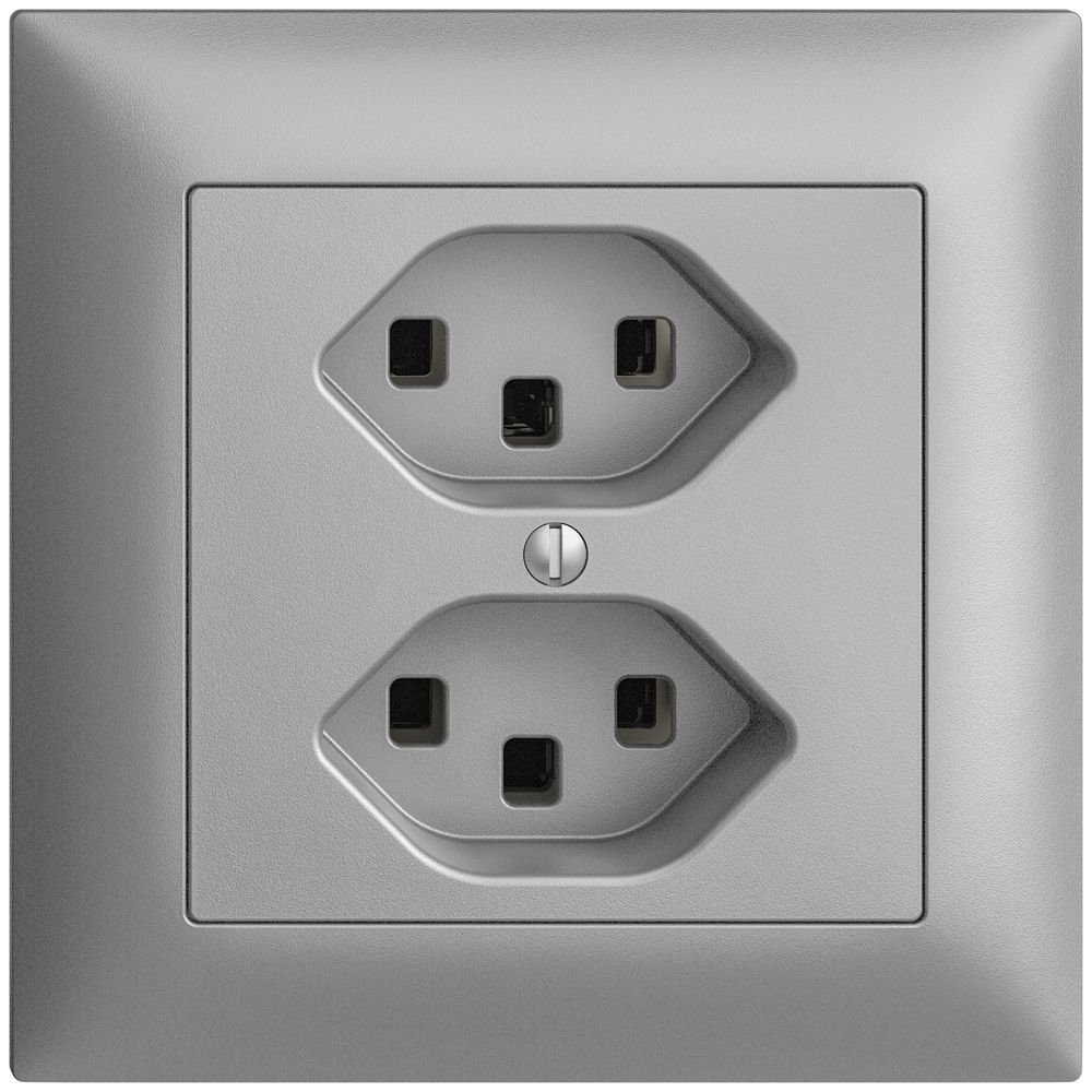 UP-Steckdose 2×T23 16A EDIZIOdue silver, mit Steckklemmen