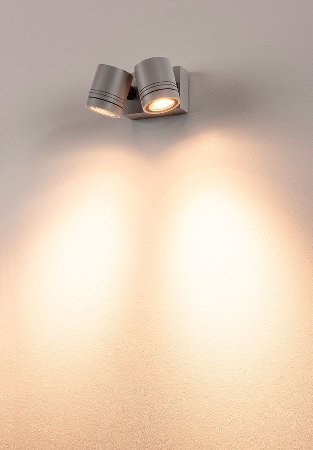 Applique SLV NEW MYRA WALL SPOT, 2×GU10 50W IP55 gris argenté