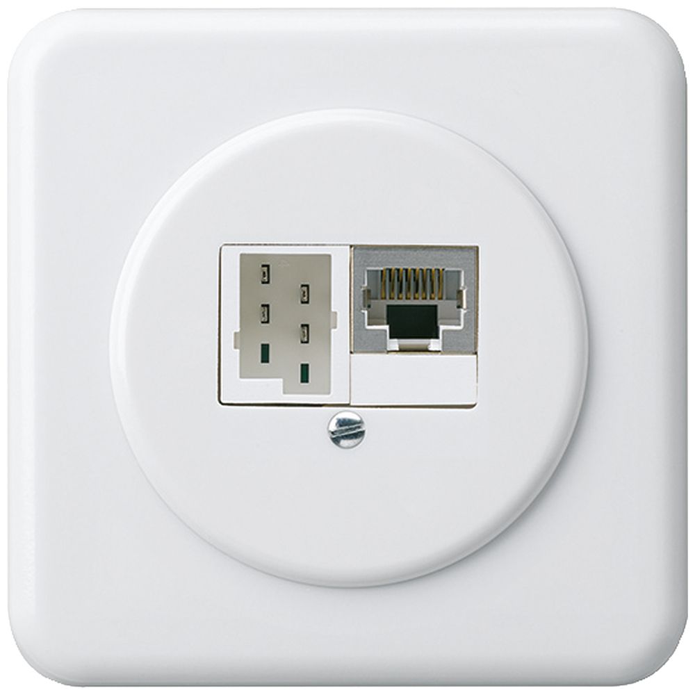 UP-Anschlussdose basico 1×RJ45s+1×TT83 weiss