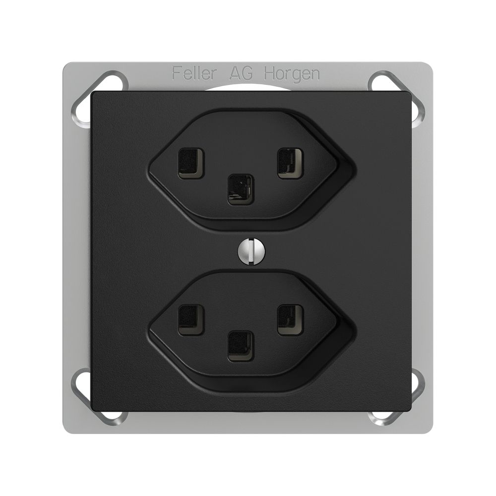 EB-Steckdose 2×T23 16A EDIZIOdue schwarz, mit Steckklemmen