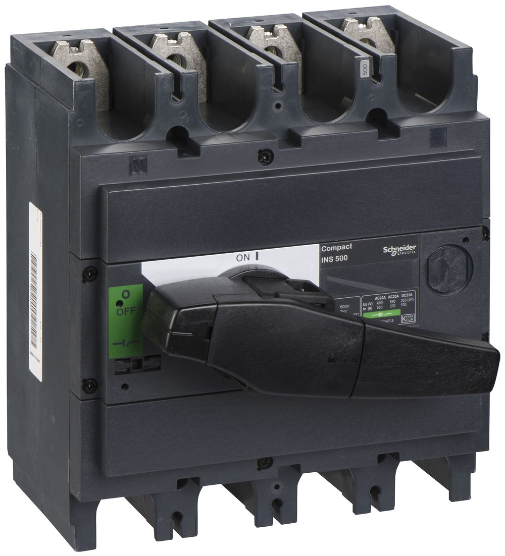 Interupteur de charge Schneider Electric INS 4L 500A avec poignée rotative noir