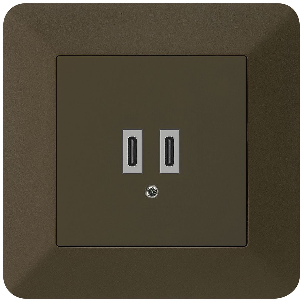 Prise de charge USB ENC Hager kallysto.trend C-C 20W 5V 94×94mm brun