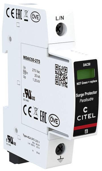 Parasurtension  Citel DAC50S-10-275, type 2, 1 pôles