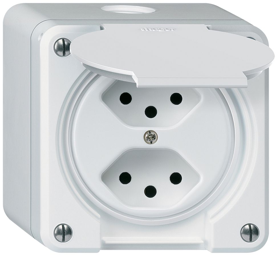 Presa AP robusto 2×tipo 13 bianco