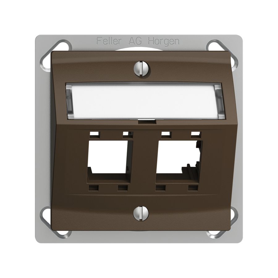 Kit de montage INC EDIZIOdue, avec capot de sortie oblique, pour 2×RJ45, coffee