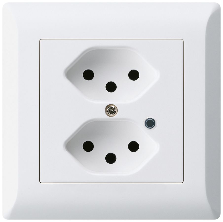 Prise ENC Hager kallysto.line 2×T13 illuminé C blanc ultra