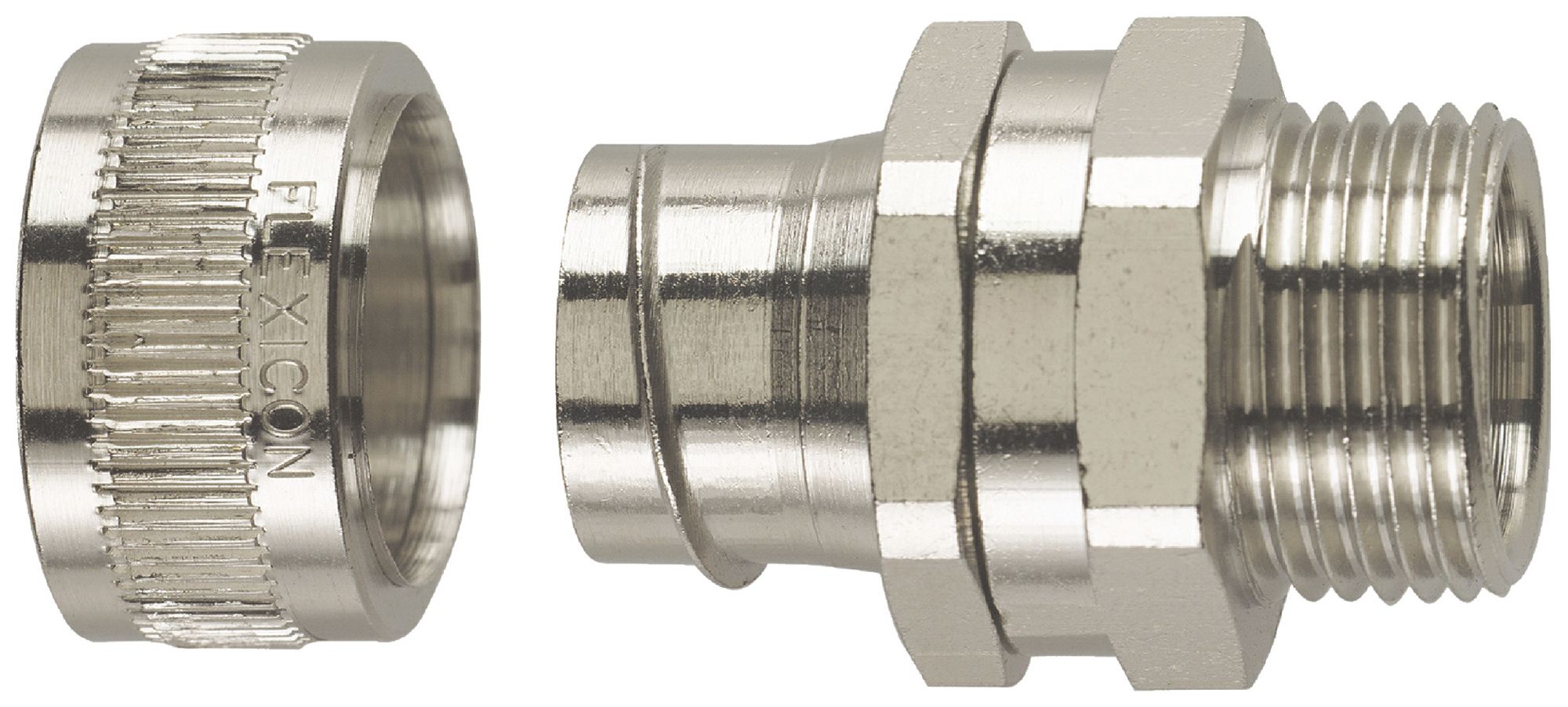 Schlauchverschraubung Plica FU40-M40-S Ø40mm/M40×1.5mm Messing vernickelt IP40