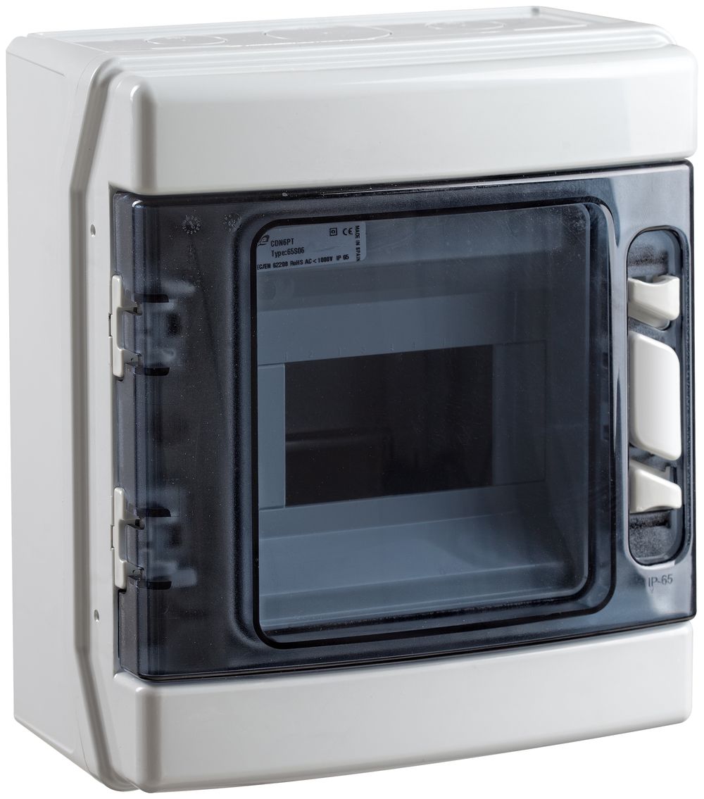 Coffret AP Elcase 231×202×113mm 1×6 modules IP65 IK08 650°C ABS/PC gris