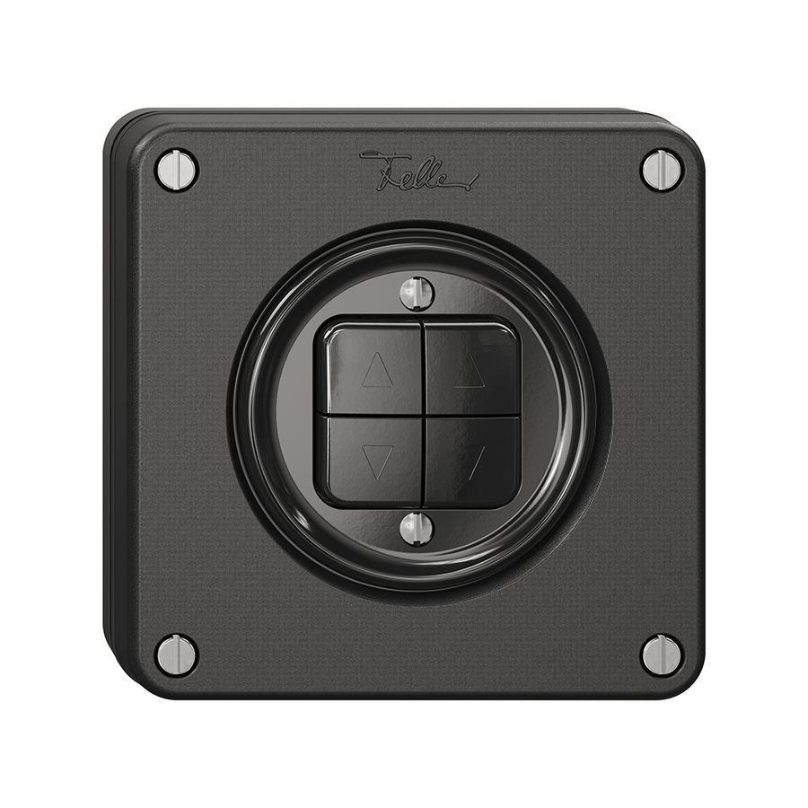 NUPU-Storentaster NEVO, 2-Kanal, Einbautiefe 18 mm, 87×87 mm, schwarz