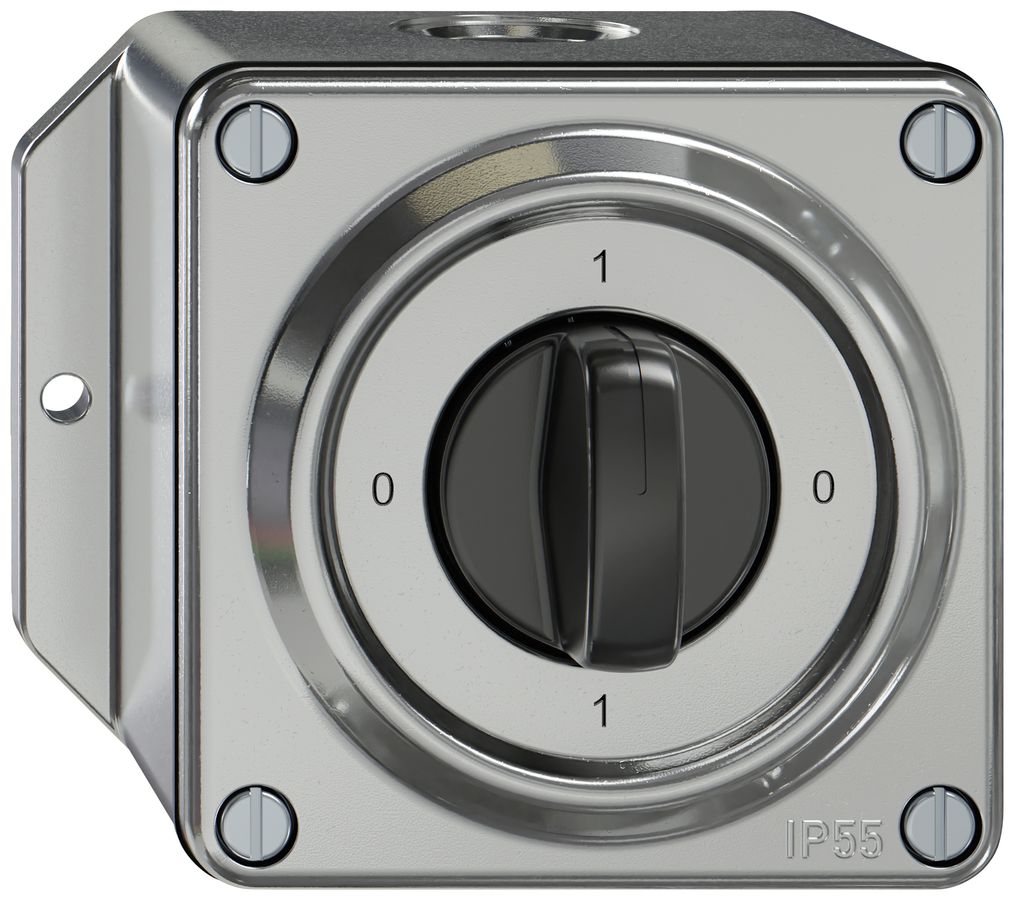 AP-Drehschalter ELEMENT SNAPFIX® 2×1-polig 16A 400V 0-1-0-1 alu