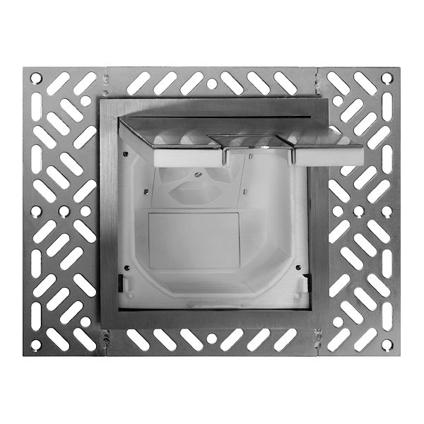 Boîte de sol 154×154mm applique avec clapet, chrome poncé