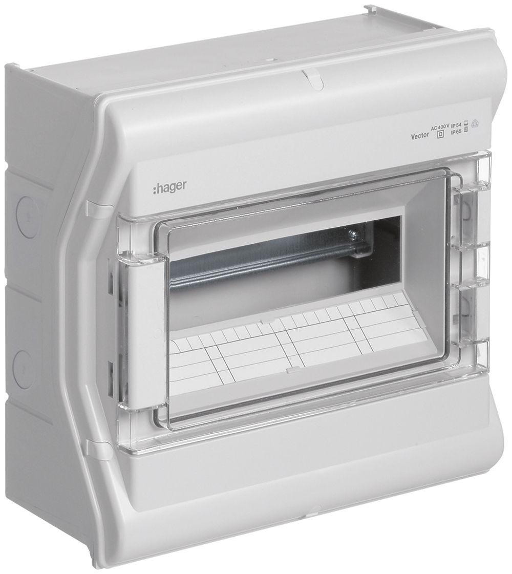 Coffret de distribution AP Hager vector 1 rangée 12UM IP65 310×302×151mm
