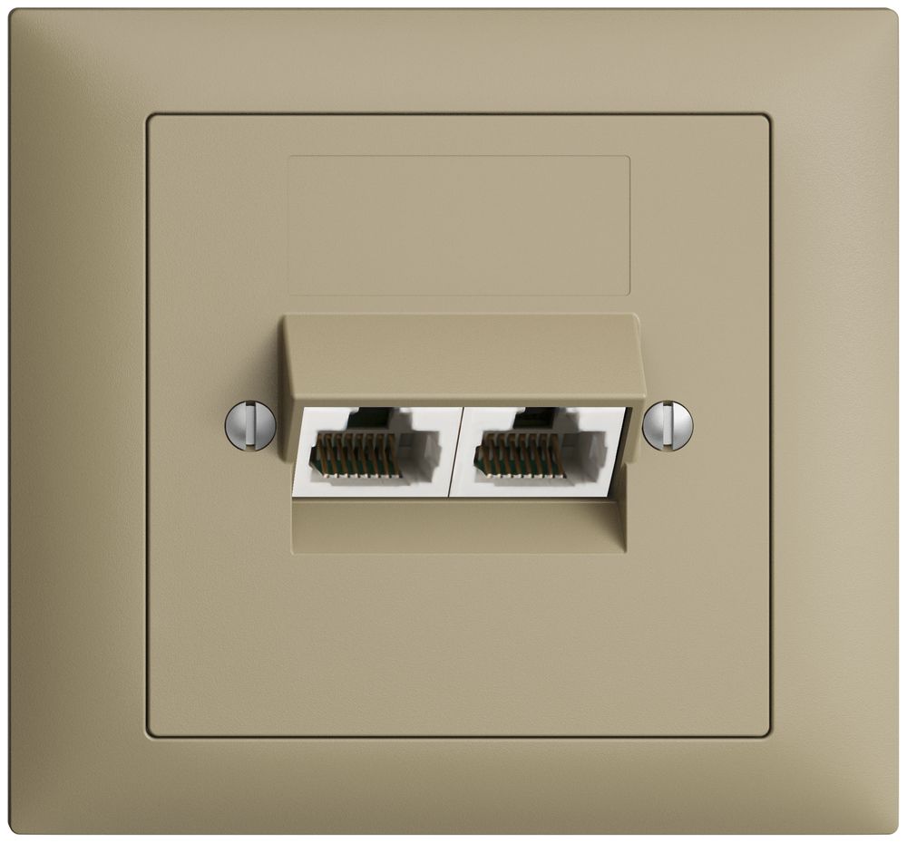 Prise INC 2×RJ45/u 4P sép.EDIZIOdue sand ITplus