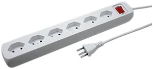 Steckdosenleiste STEB POWER EASY 6×T13 mit Kinderschutz +Sch.1.4m weiss