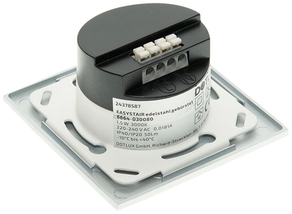 EB-LED-Wandleuchte DOTLUX EASYSTAIRsensor HF 1.5W 3000K IP40 82×43mm silber