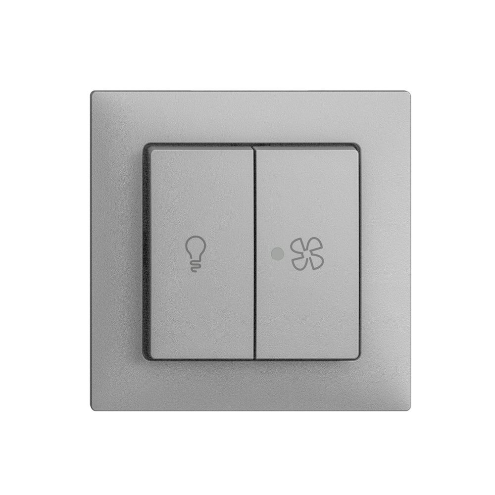 Frontset EDIZIOdue silver 60×60mm Druckknopf 2-fach